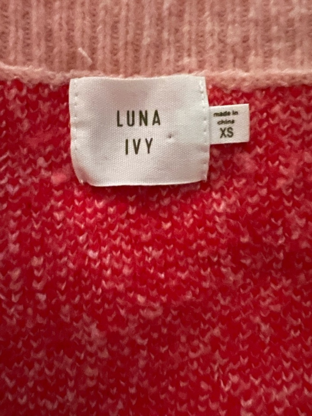 Women's Luna Ivy Pink Red Hearts Sequin Crew Neck Sweater XS - Picture 6 of 7